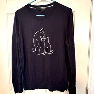 Banana Republic navy blue embroidered cat sweater